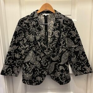 Vintage CAbi Eliza cropped Embroidered Brocade Tapestry Floral sz 14 Suit Jacket